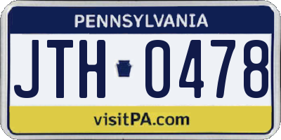 PA license plate JTH0478