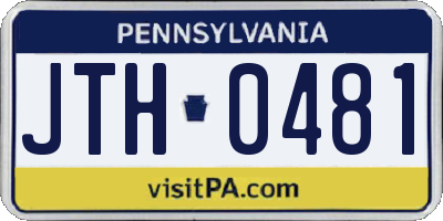 PA license plate JTH0481