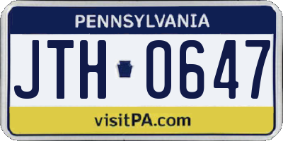 PA license plate JTH0647