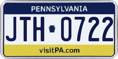 PA license plate JTH0722