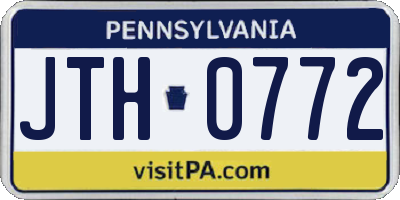 PA license plate JTH0772
