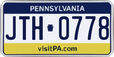 PA license plate JTH0778