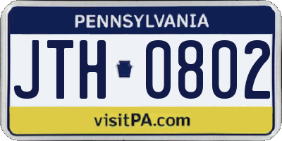 PA license plate JTH0802