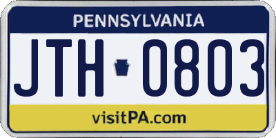 PA license plate JTH0803