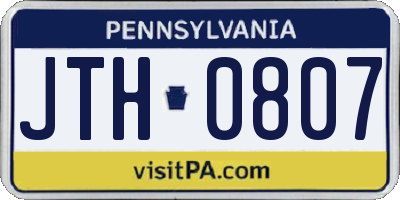 PA license plate JTH0807
