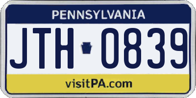 PA license plate JTH0839