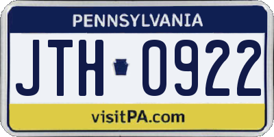 PA license plate JTH0922