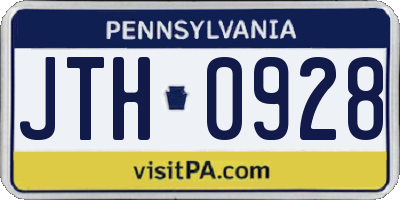 PA license plate JTH0928