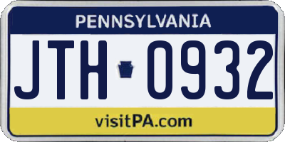 PA license plate JTH0932