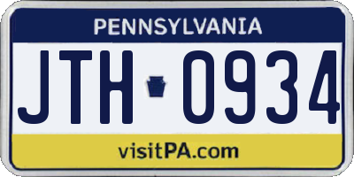 PA license plate JTH0934