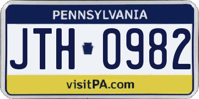 PA license plate JTH0982