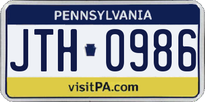 PA license plate JTH0986