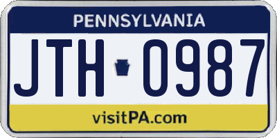 PA license plate JTH0987