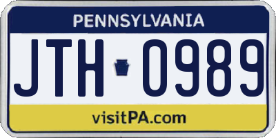 PA license plate JTH0989