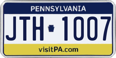 PA license plate JTH1007