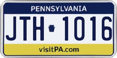 PA license plate JTH1016