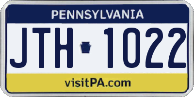 PA license plate JTH1022
