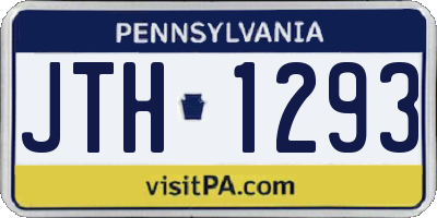 PA license plate JTH1293