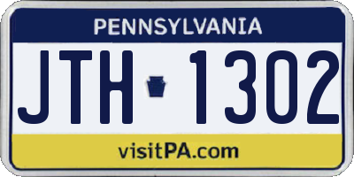 PA license plate JTH1302