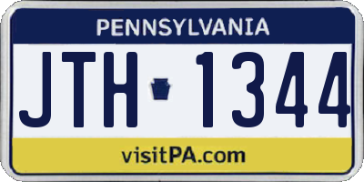 PA license plate JTH1344