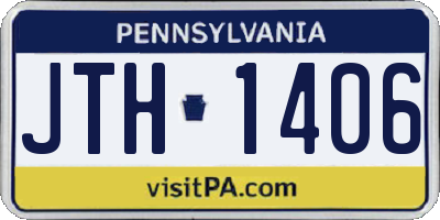 PA license plate JTH1406
