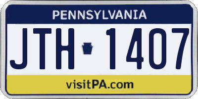 PA license plate JTH1407