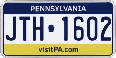 PA license plate JTH1602