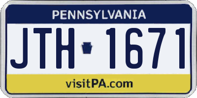 PA license plate JTH1671
