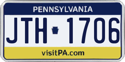 PA license plate JTH1706