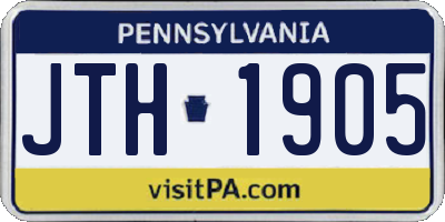 PA license plate JTH1905