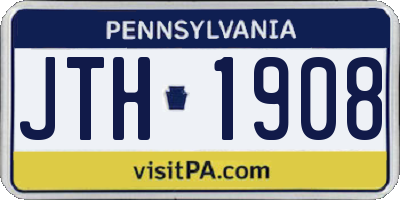 PA license plate JTH1908