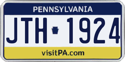 PA license plate JTH1924