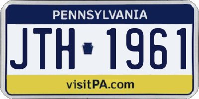 PA license plate JTH1961
