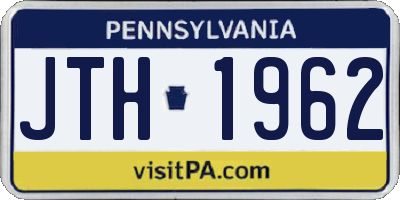 PA license plate JTH1962