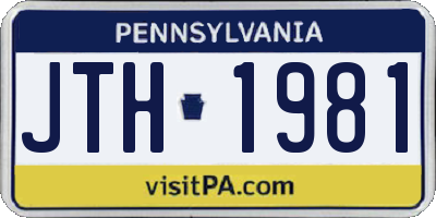 PA license plate JTH1981