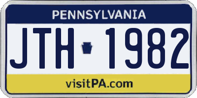 PA license plate JTH1982