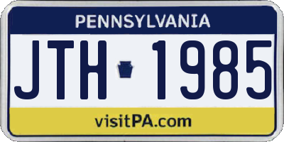PA license plate JTH1985