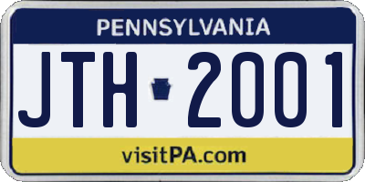 PA license plate JTH2001