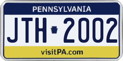 PA license plate JTH2002
