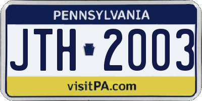 PA license plate JTH2003