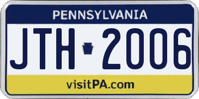 PA license plate JTH2006