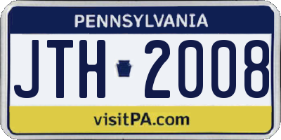 PA license plate JTH2008