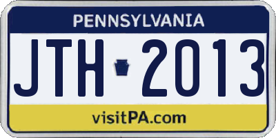 PA license plate JTH2013