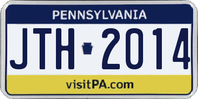 PA license plate JTH2014