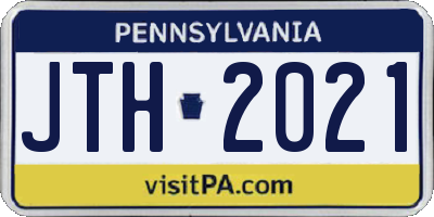 PA license plate JTH2021
