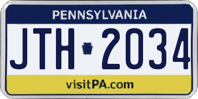 PA license plate JTH2034