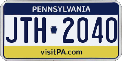 PA license plate JTH2040