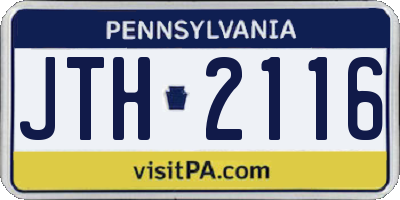 PA license plate JTH2116