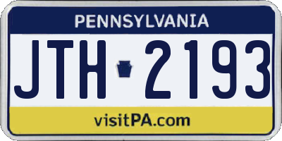 PA license plate JTH2193