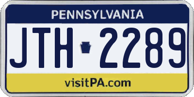 PA license plate JTH2289